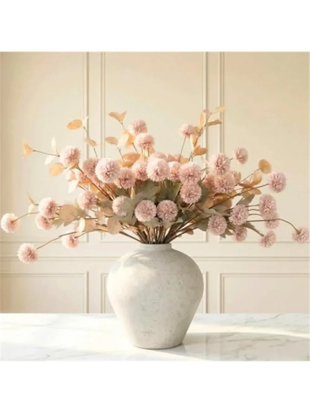 Beige Artificial Chrysanthemum Flowers Silk Faux Floral Arrangement Decor